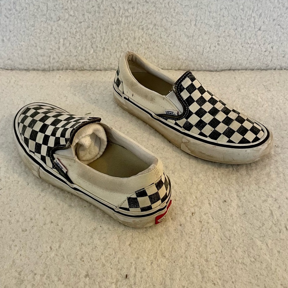 Checker Vans Black and White Slip on Extra Low Top